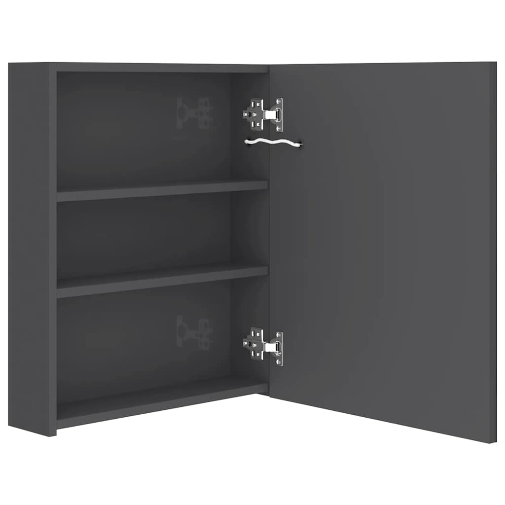 vidaXL LED-Spiegelschrank fürs Bad Glänzend Grau 50x14x60 cm