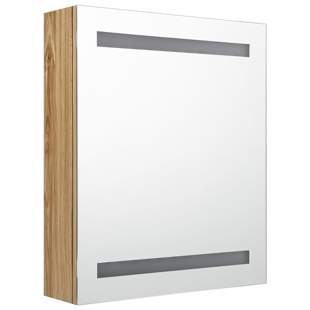 vidaXL LED-Bad-Spiegelschrank Eichen-Optik 50x14x60 cm