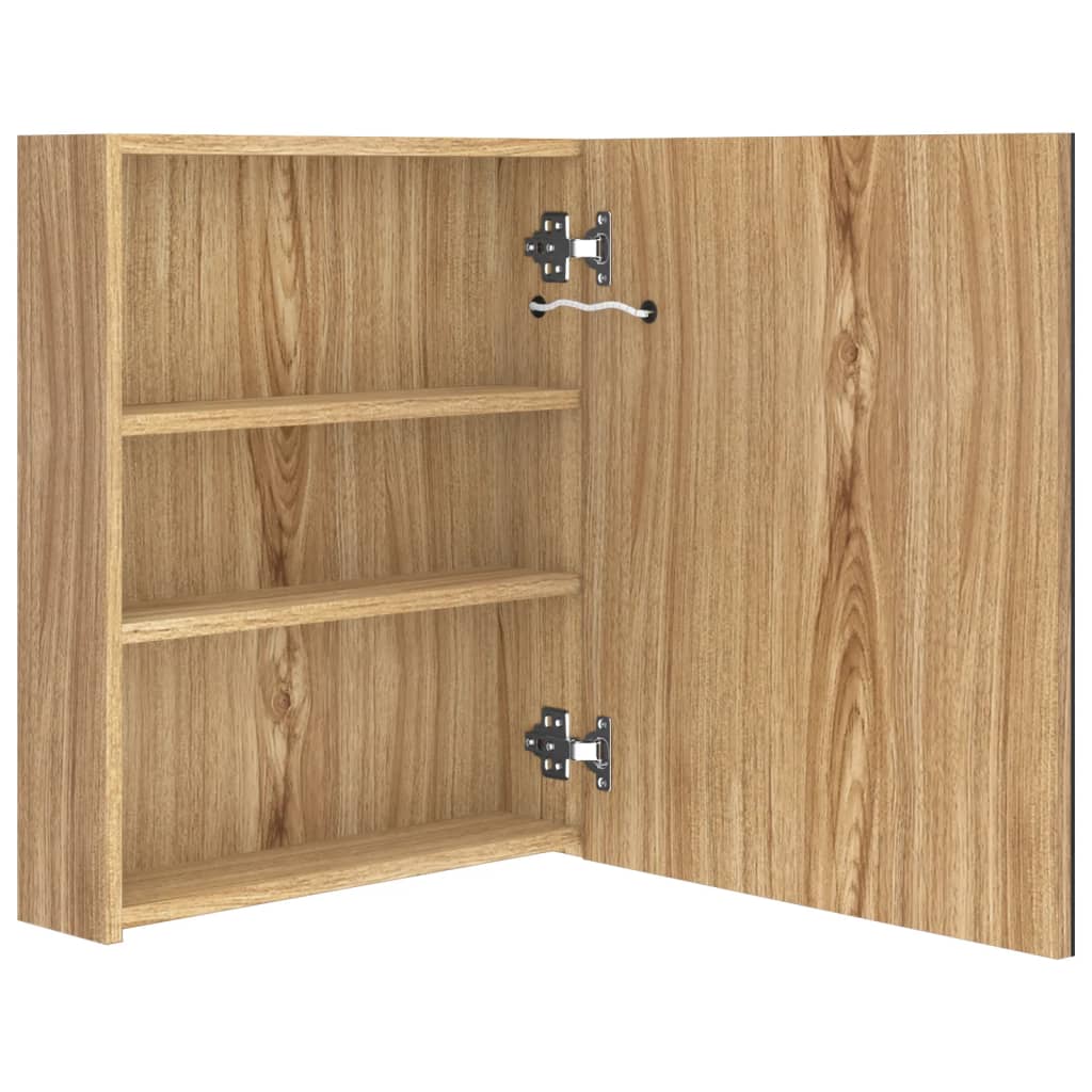 vidaXL LED-Bad-Spiegelschrank Eichen-Optik 50x14x60 cm