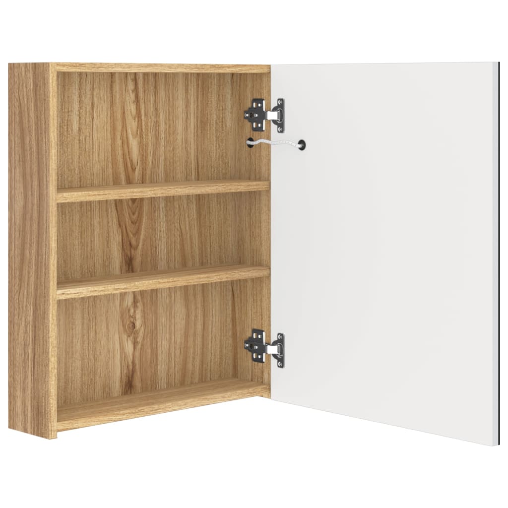 vidaXL LED-Bad-Spiegelschrank Weiß und Eichen-Optik 50x14x60 cm