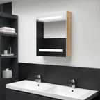 vidaXL LED-Bad-Spiegelschrank Weiß und Eichen-Optik 50x14x60 cm