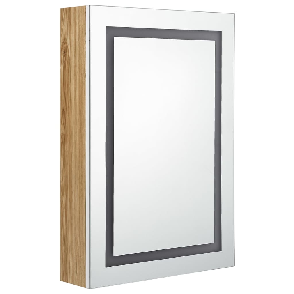 vidaXL LED-Spiegelschrank fürs Bad Weiß und Eichen-Optik 50x13x70 cm