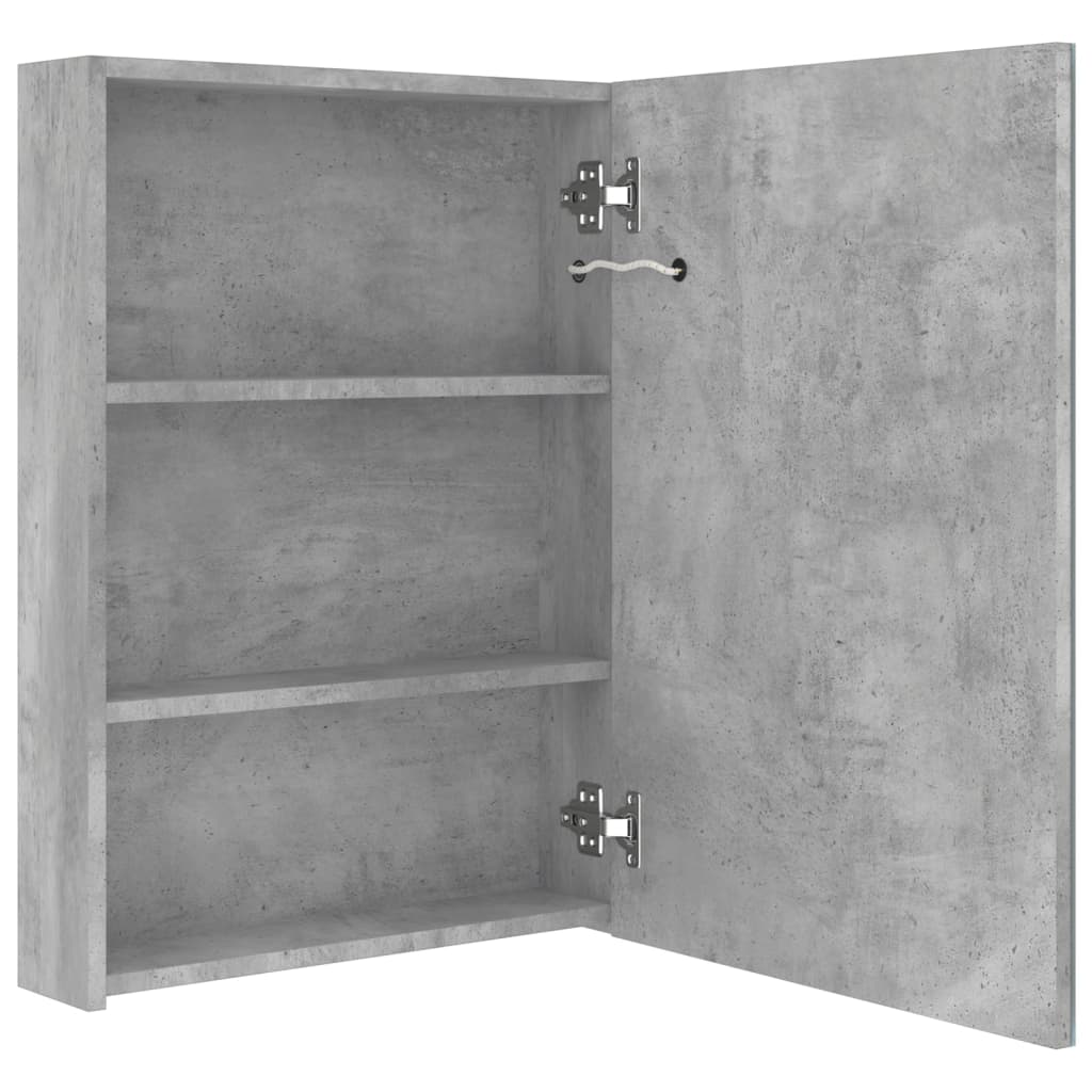 vidaXL LED-Spiegelschrank fürs Bad Betongrau 50x13x70 cm