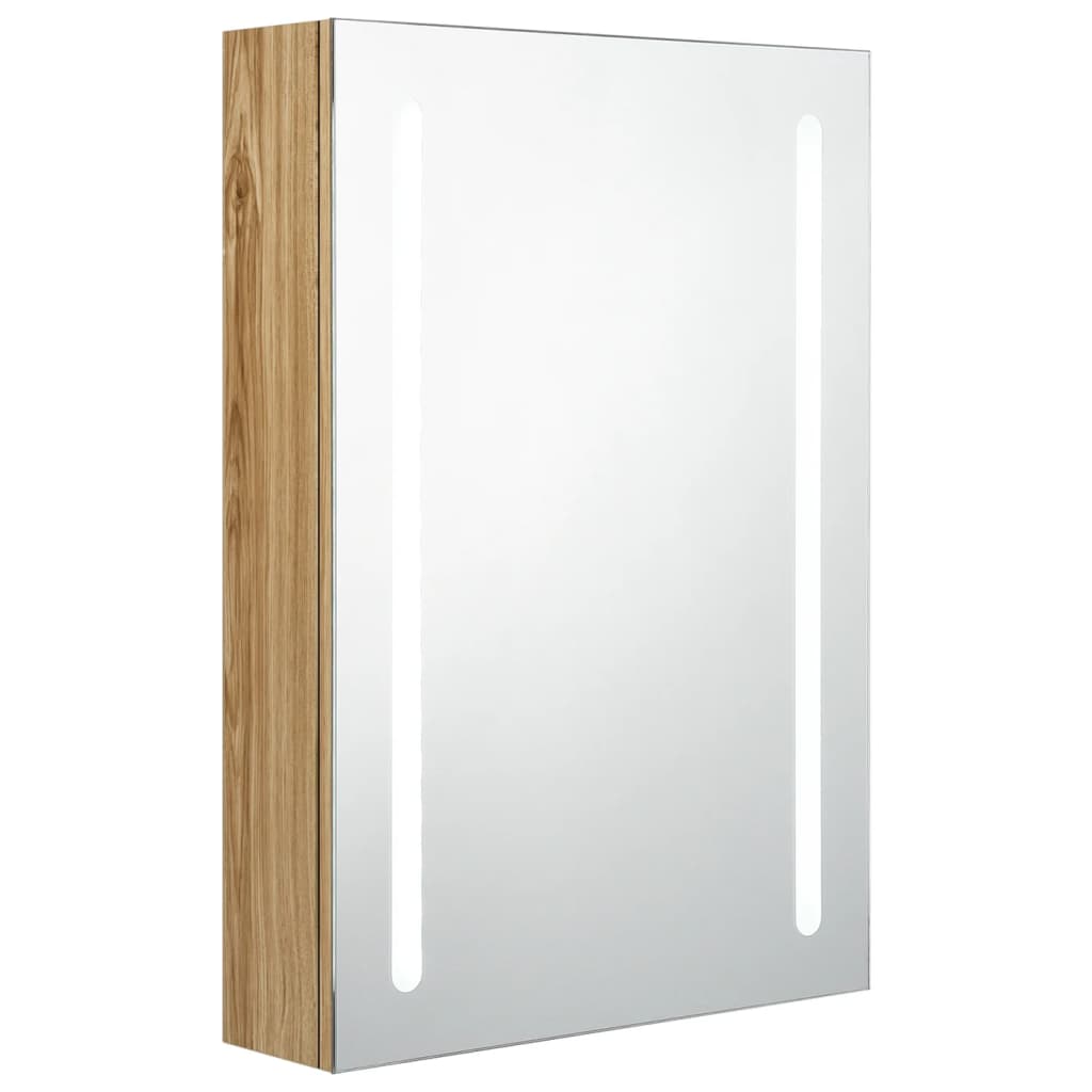vidaXL LED-Bad-Spiegelschrank Eichenoptik 50x13x70 cm