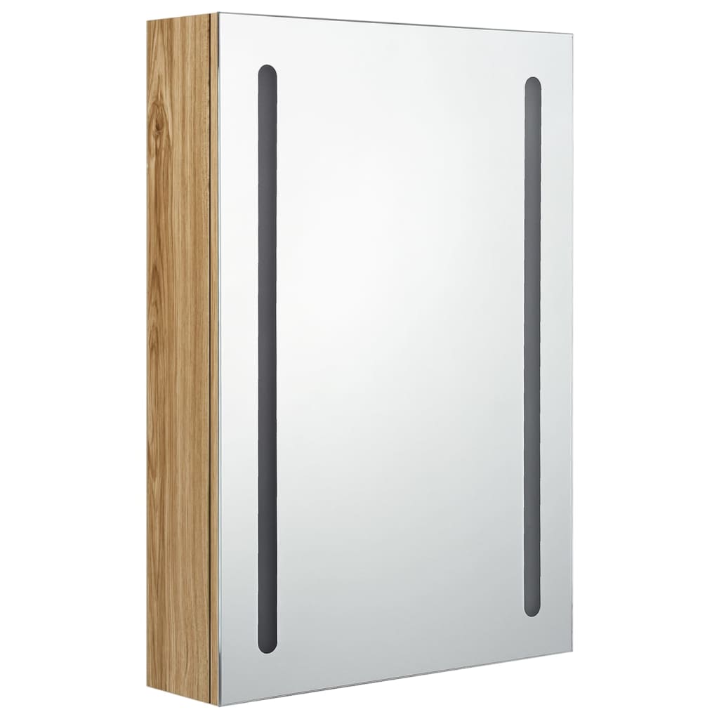vidaXL LED-Bad-Spiegelschrank Eichenoptik 50x13x70 cm