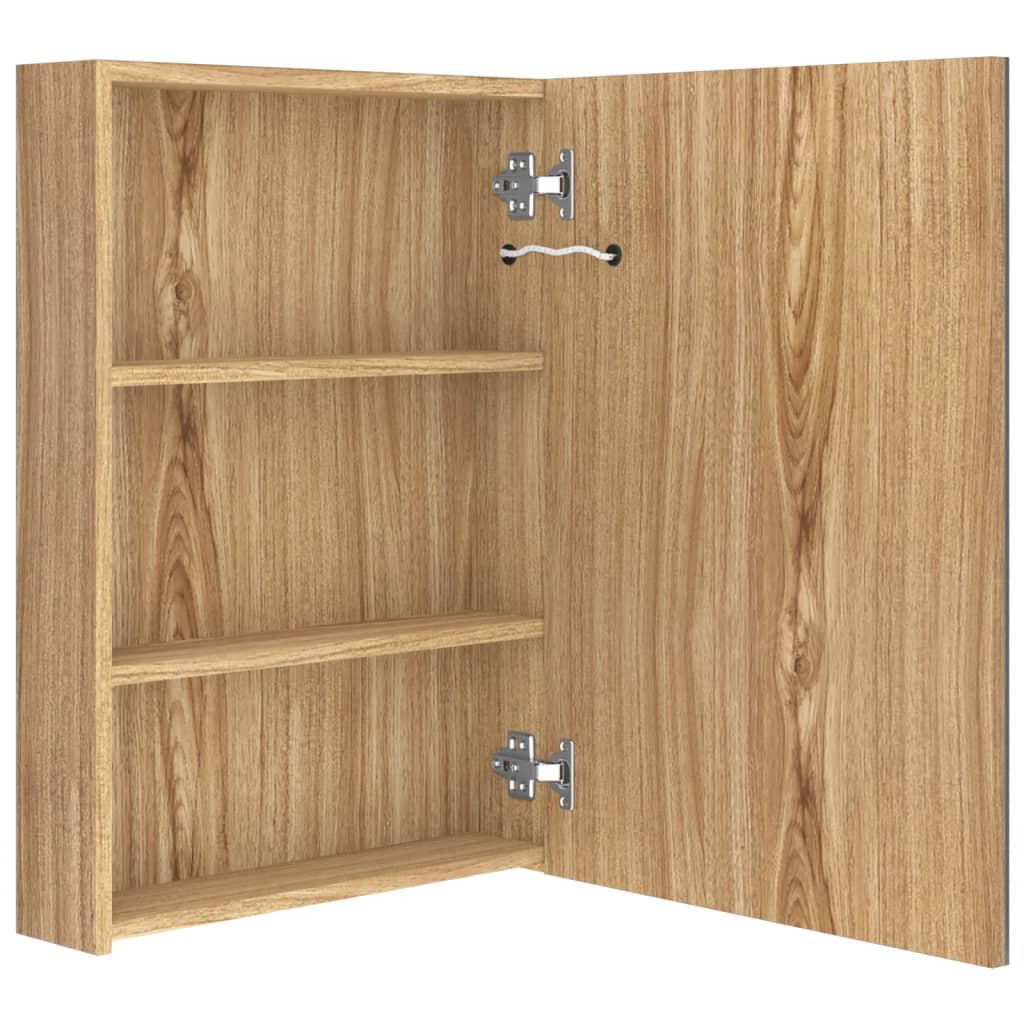 vidaXL LED-Bad-Spiegelschrank Eichenoptik 50x13x70 cm