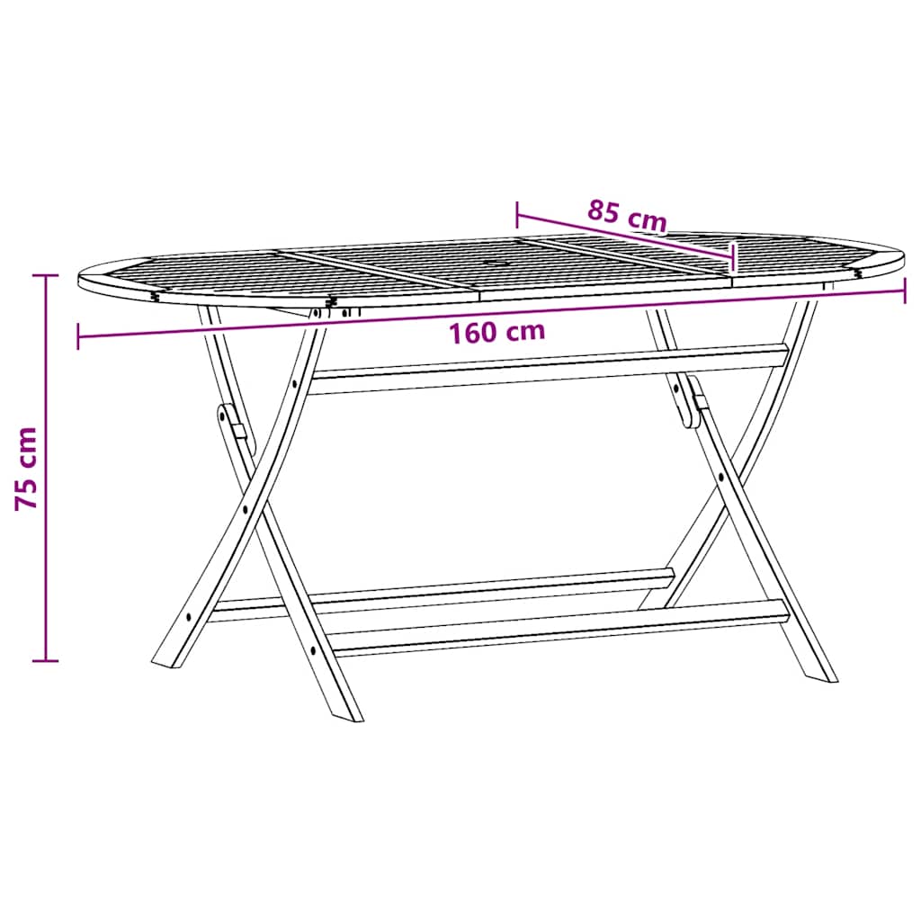 vidaXL Klappbarer Gartentisch 160x85x75 cm Massivholz Eukalyptus
