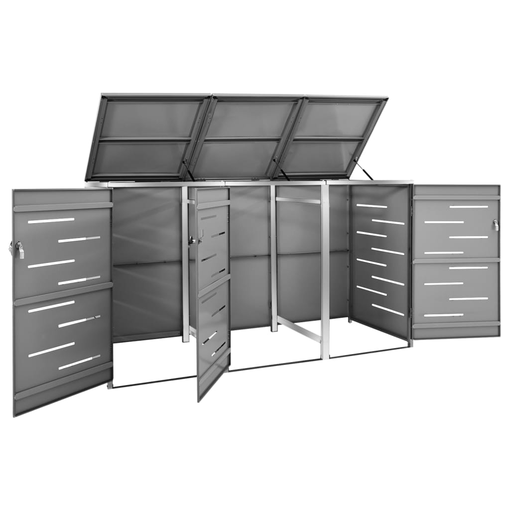 vidaXL Mülltonnenbox für 3 Tonnen 207x77,5x115 cm Edelstahl