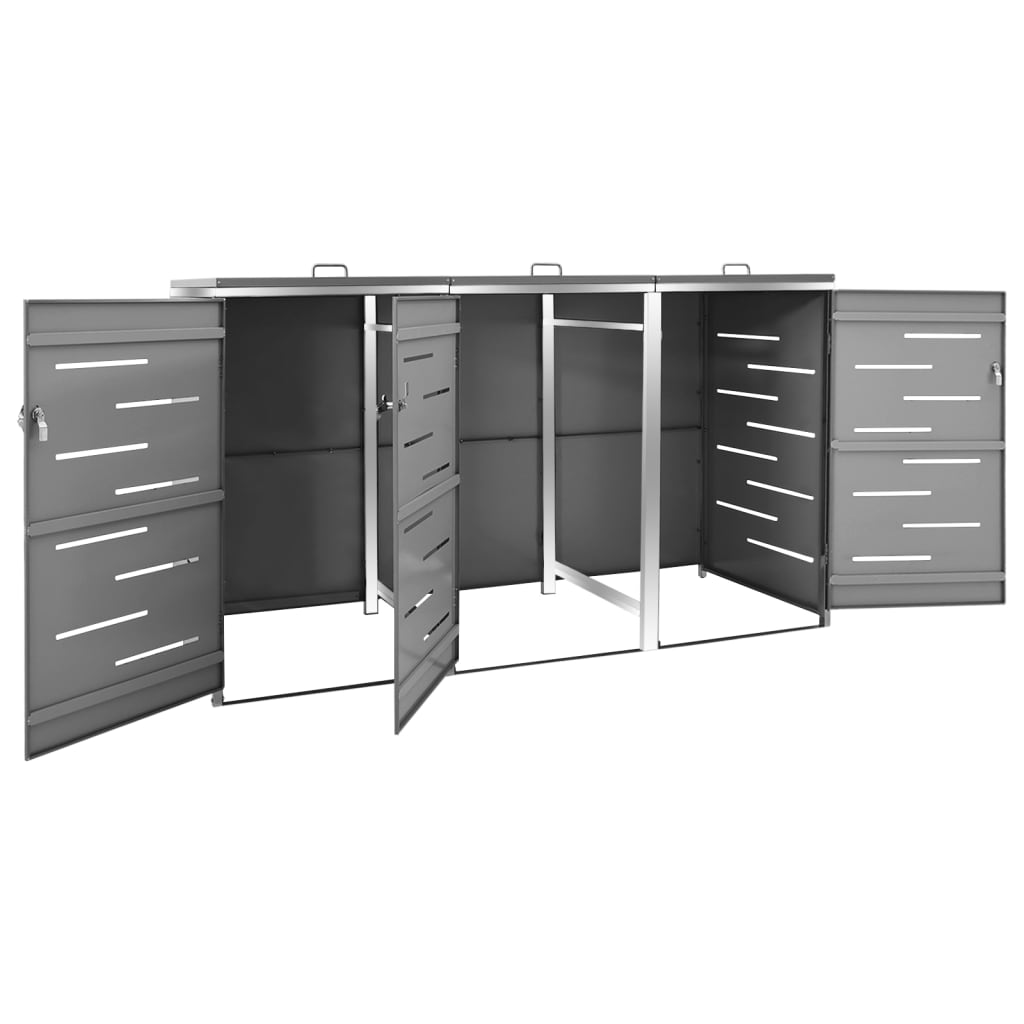 vidaXL Mülltonnenbox für 3 Tonnen 207x77,5x115 cm Edelstahl