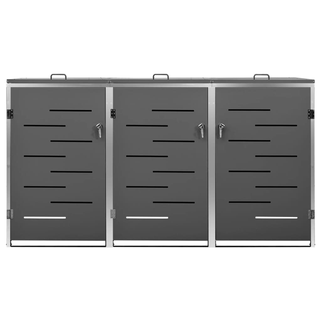 vidaXL Mülltonnenbox für 3 Tonnen 207x77,5x115 cm Edelstahl