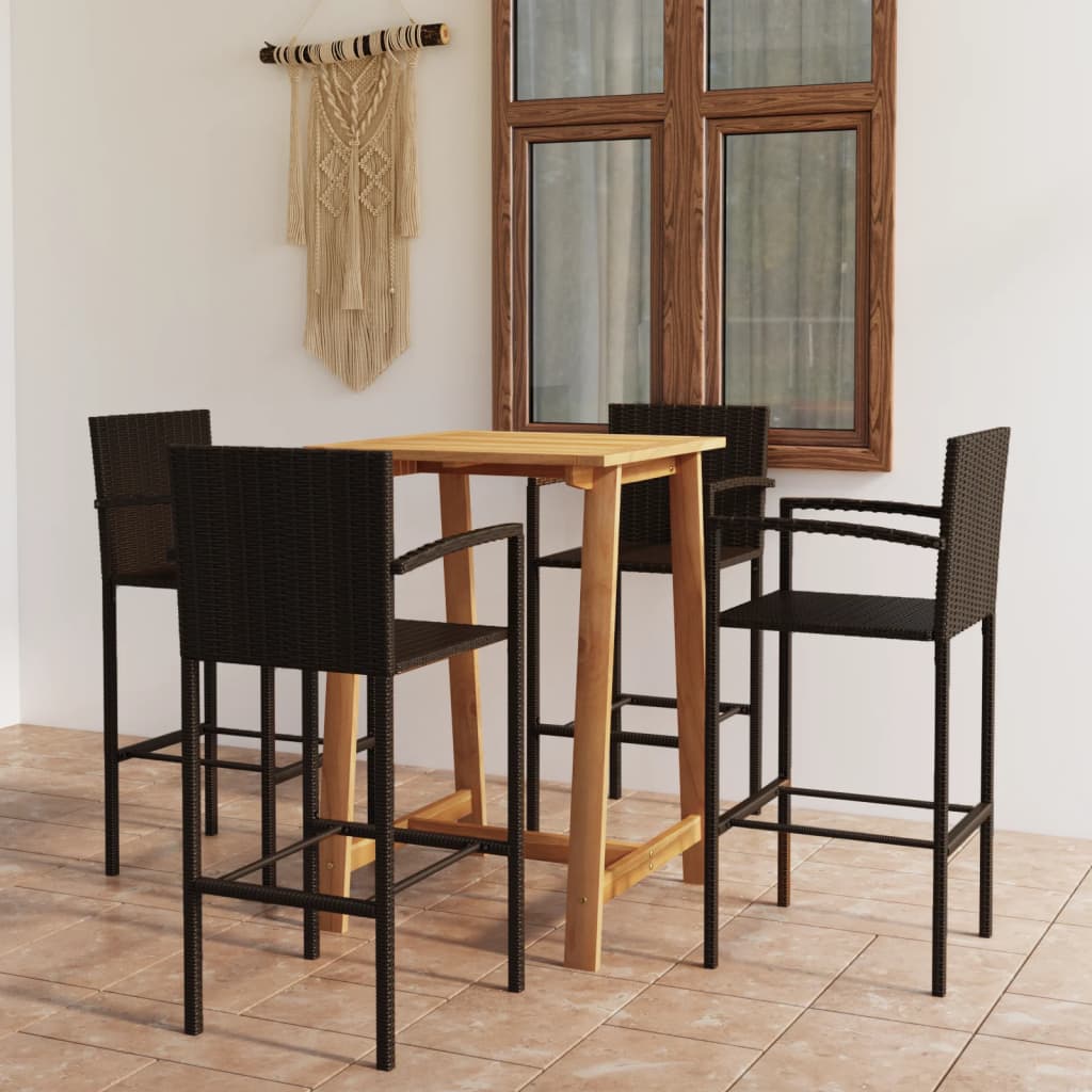 vidaXL 5-tlg. Gartenbar-Set Schwarz