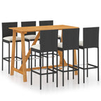 vidaXL 7-tlg. Gartenbar-Set mit Kissen Schwarz