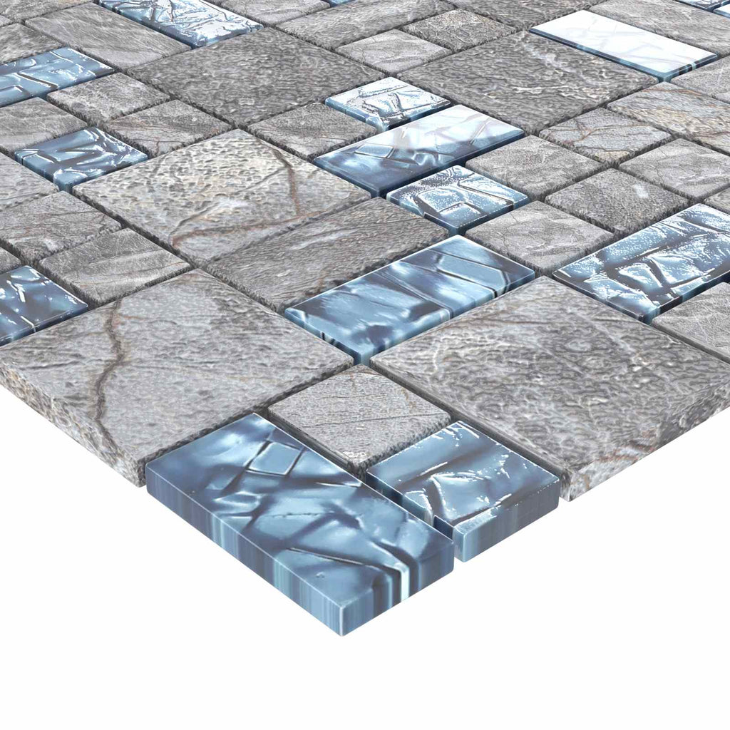 vidaXL Mosaikfliese 22 pcs Grau und Blau 50 x 50 cm Glas
