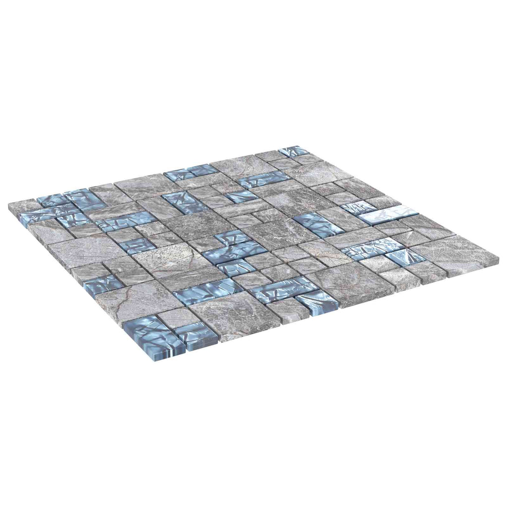 vidaXL Mosaikfliese 22 pcs Grau und Blau 50 x 50 cm Glas