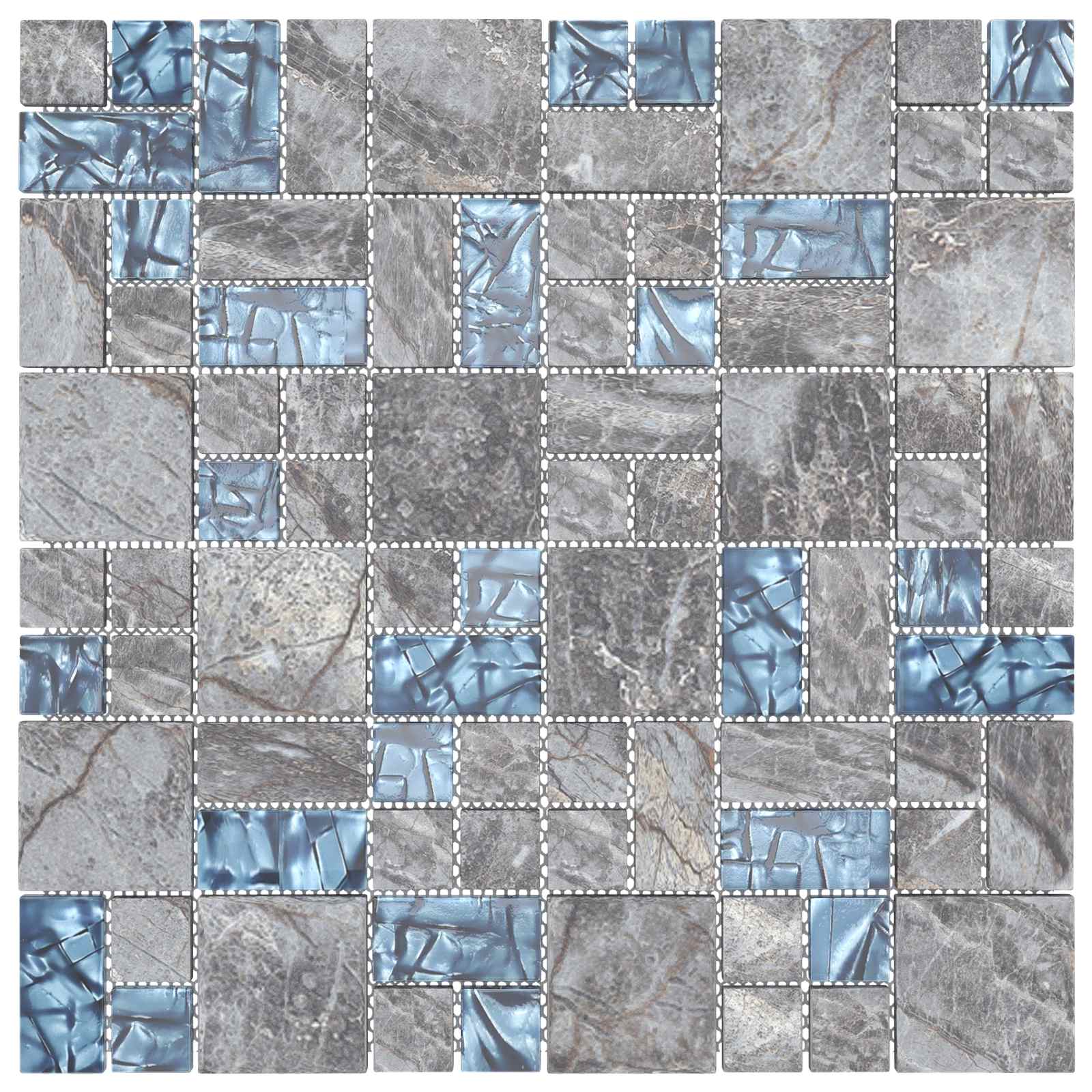 vidaXL Mosaikfliese 22 pcs Grau und Blau 50 x 50 cm Glas