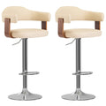 vidaXL Barhocker 2 Stk. Creme Bugholz und Kunstleder