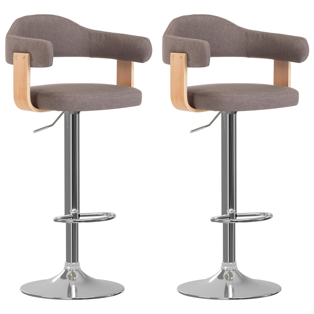 vidaXL 2 Stk. Barhocker Bugholz und Stoff Dunkelgrau