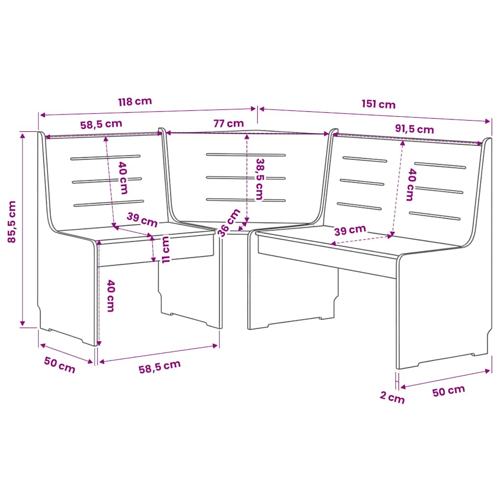 vidaXL Eckbank REINE 151 cm Honigbraun Massivholz Kiefer