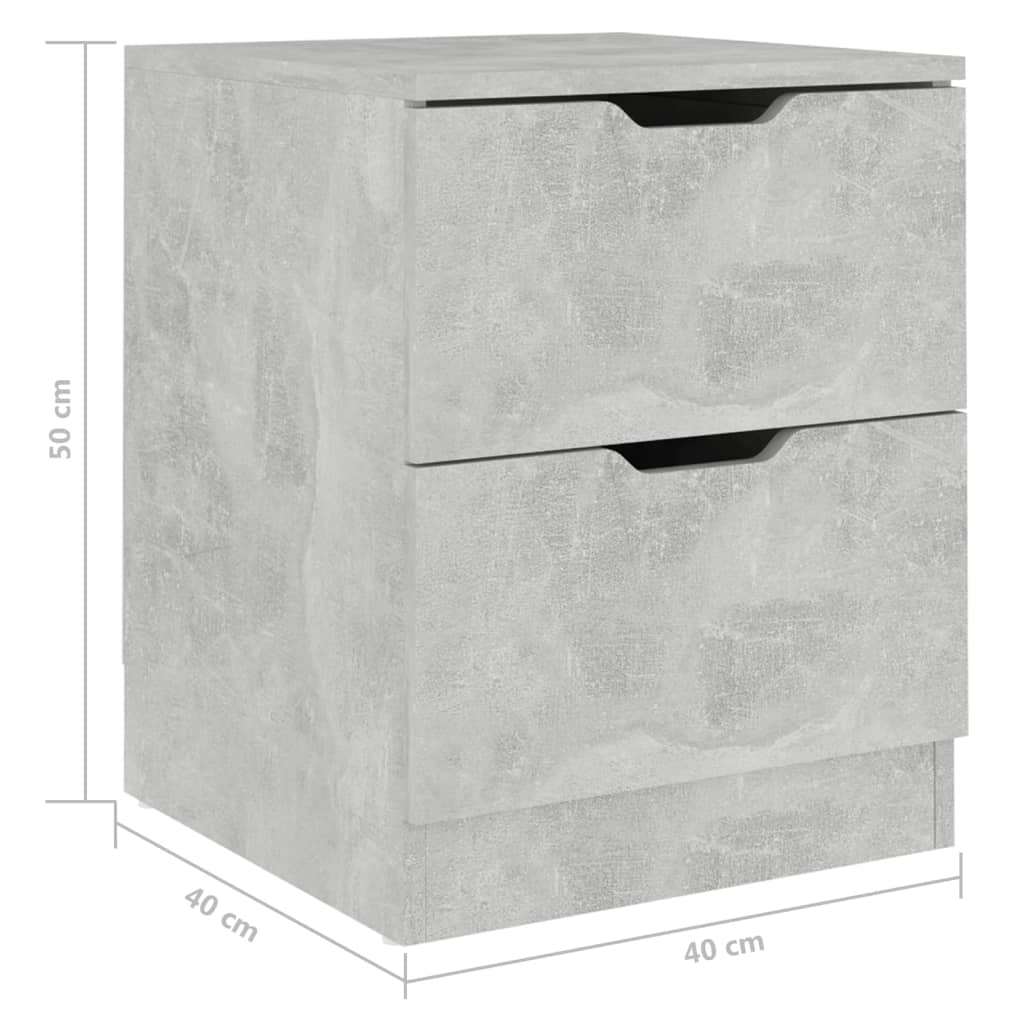 vidaXL Nachttisch Betongrau 40x40x50 cm Spanplatte
