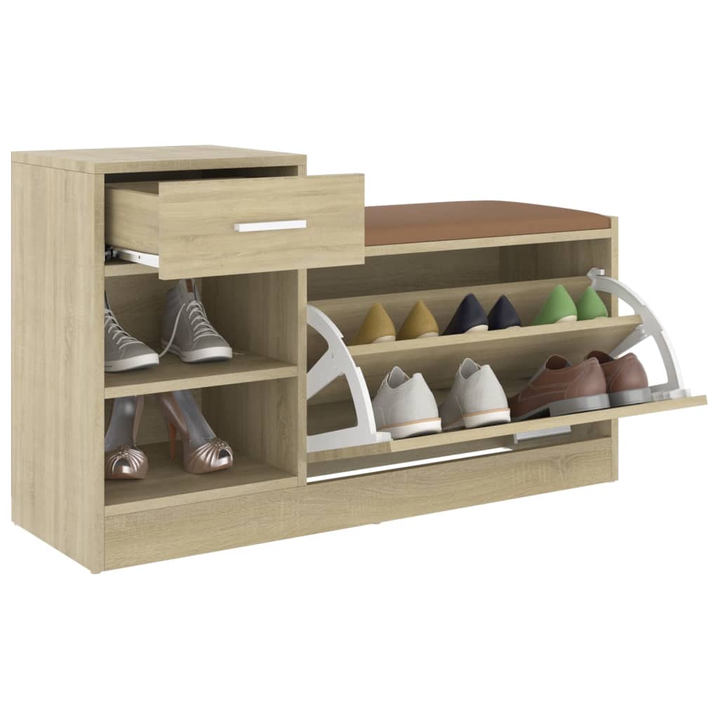 vidaXL Schuhbank Sonoma-Eiche 94,5x31x57 cm Holzwerkstoff