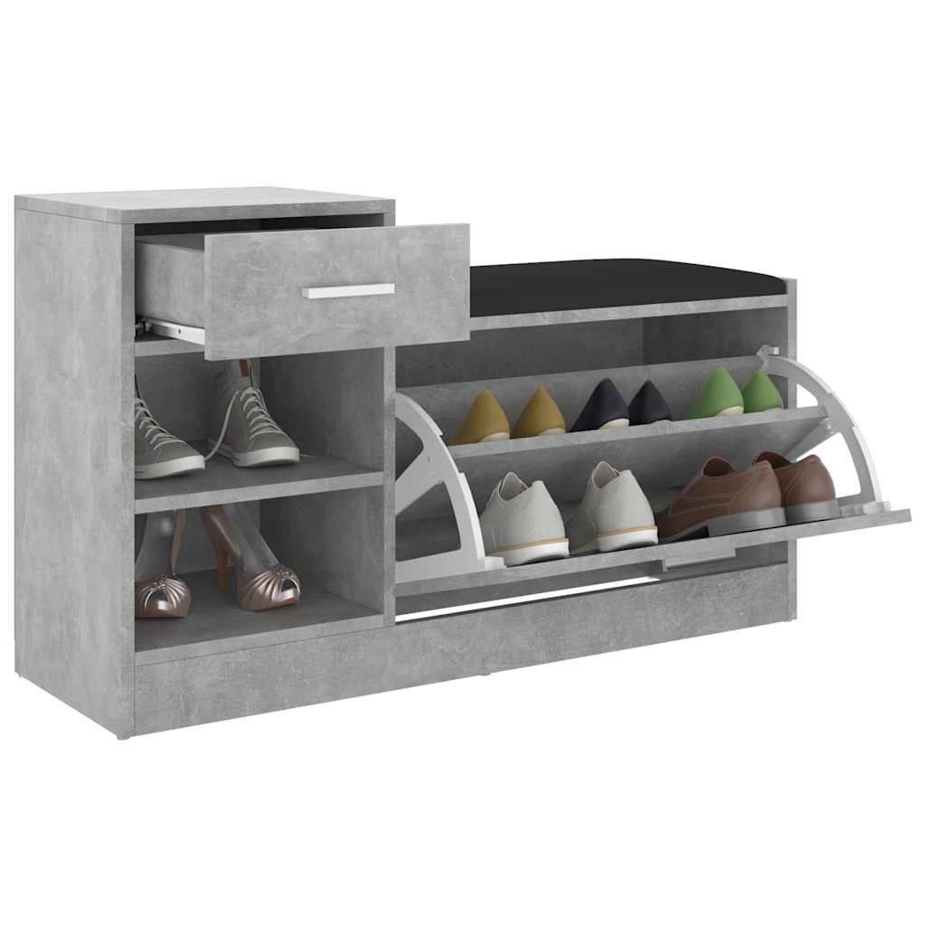 vidaXL Schuhbank Betongrau 94,5x31x57 cm Holzwerkstoff
