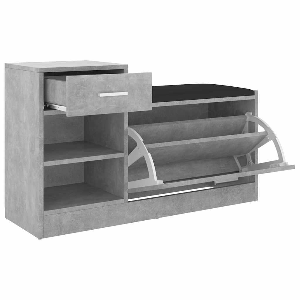 vidaXL Schuhbank Betongrau 94,5x31x57 cm Holzwerkstoff