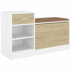 vidaXL Schuhbank Weiß und Sonoma-Eiche 94,5x31x57 cm Holzwerkstoff