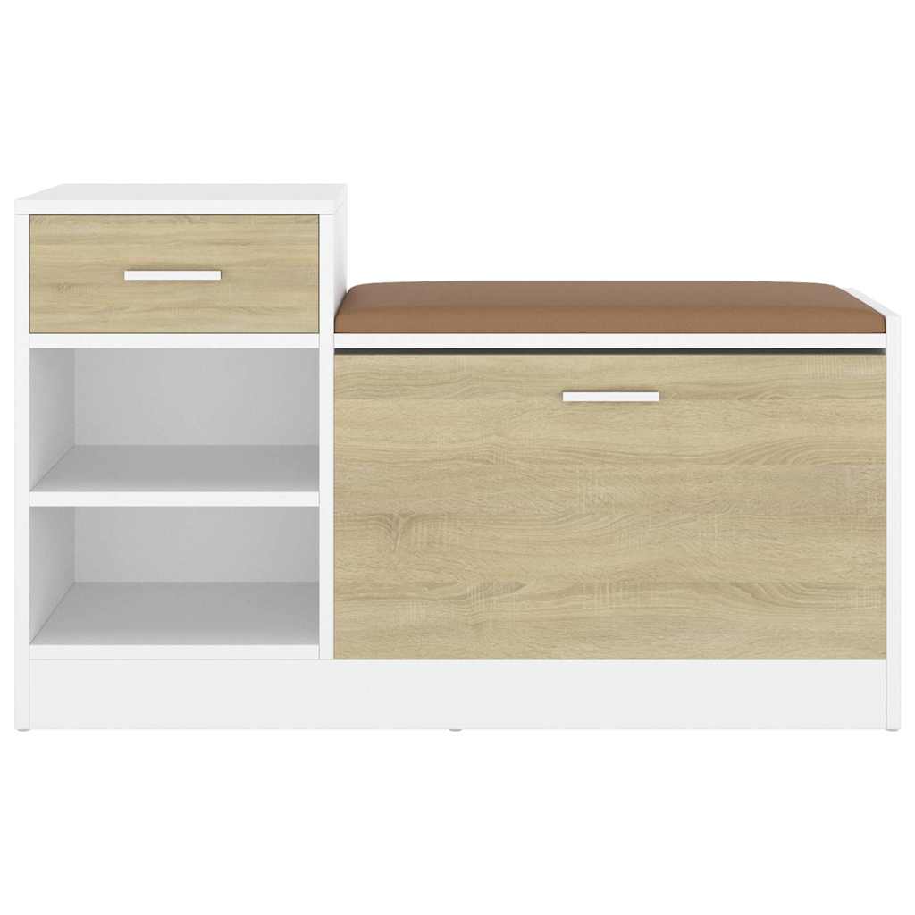 vidaXL Schuhbank Weiß und Sonoma-Eiche 94,5x31x57 cm Holzwerkstoff