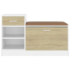 vidaXL Schuhbank Weiß und Sonoma-Eiche 94,5x31x57 cm Holzwerkstoff