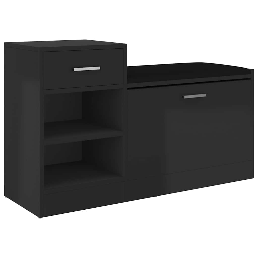 vidaXL Schuhbank Hochglanz-Schwarz 94,5x31x57 cm Holzwerkstoff