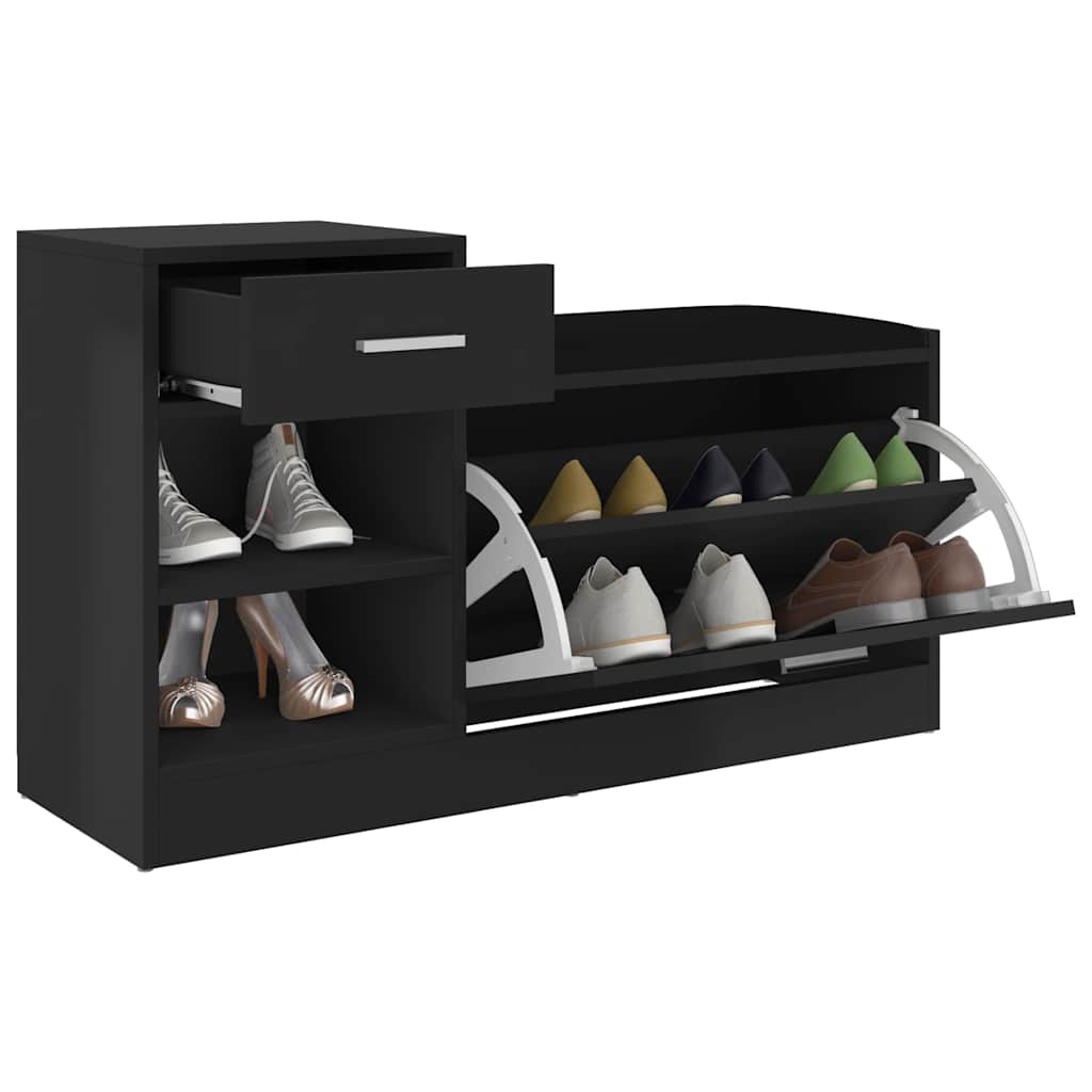 vidaXL Schuhbank Hochglanz-Schwarz 94,5x31x57 cm Holzwerkstoff