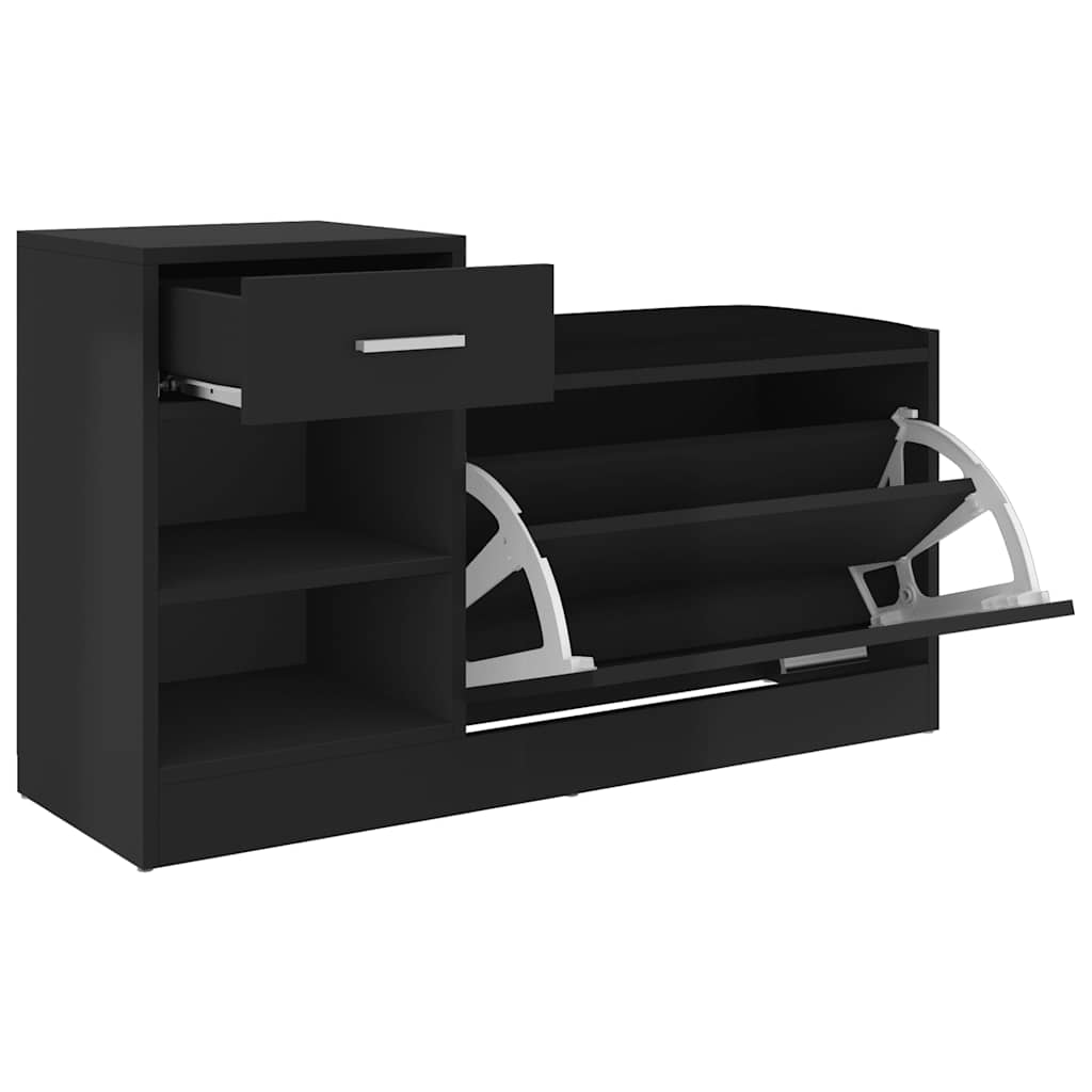 vidaXL Schuhbank Hochglanz-Schwarz 94,5x31x57 cm Holzwerkstoff