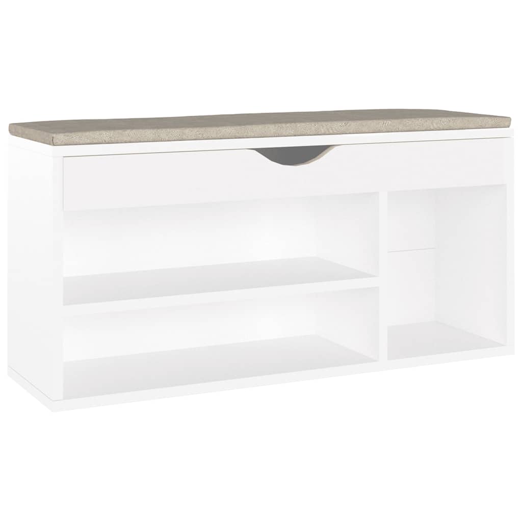 vidaXL Schuhbank mit Kissen Weiß 104x30x49 cm Holzwerkstoff