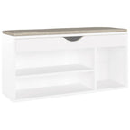 vidaXL Schuhbank mit Kissen Weiß 104x30x49 cm Holzwerkstoff
