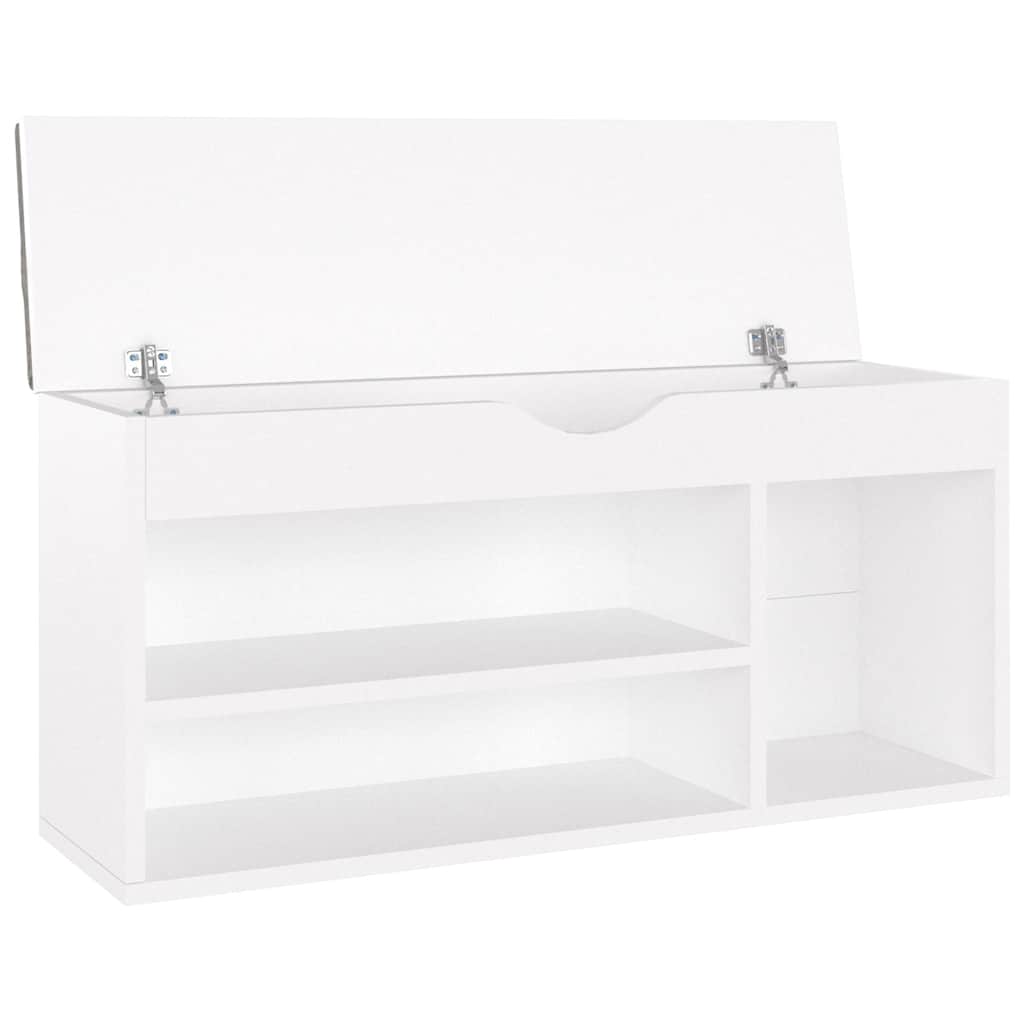 vidaXL Schuhbank mit Kissen Weiß 104x30x49 cm Holzwerkstoff