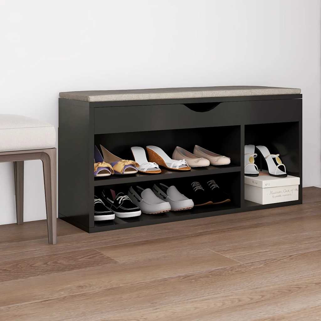vidaXL Schuhbank mit Kissen Weiß 104x30x49 cm Holzwerkstoff