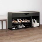 vidaXL Schuhbank mit Kissen Weiß 104x30x49 cm Holzwerkstoff