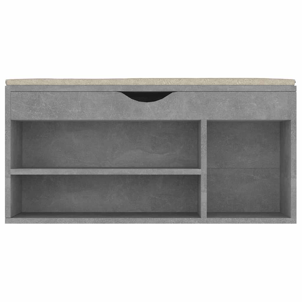 vidaXL Schuhbank mit Kissen Betongrau 104x30x49 cm Holzwerkstoff