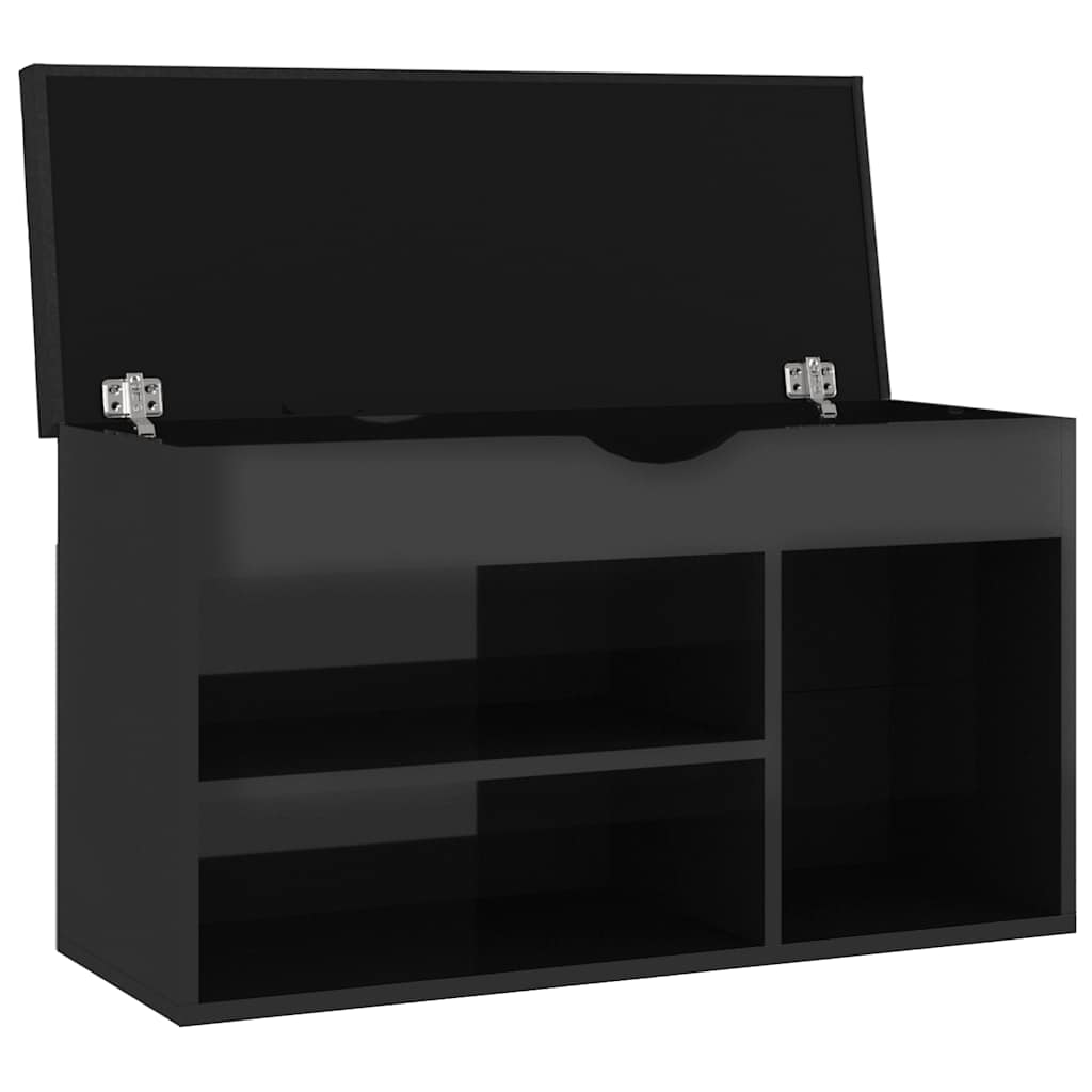 vidaXL Schuhbank mit Kissen Hochglanz-Schwarz 80x30x47cm Holzwerkstoff
