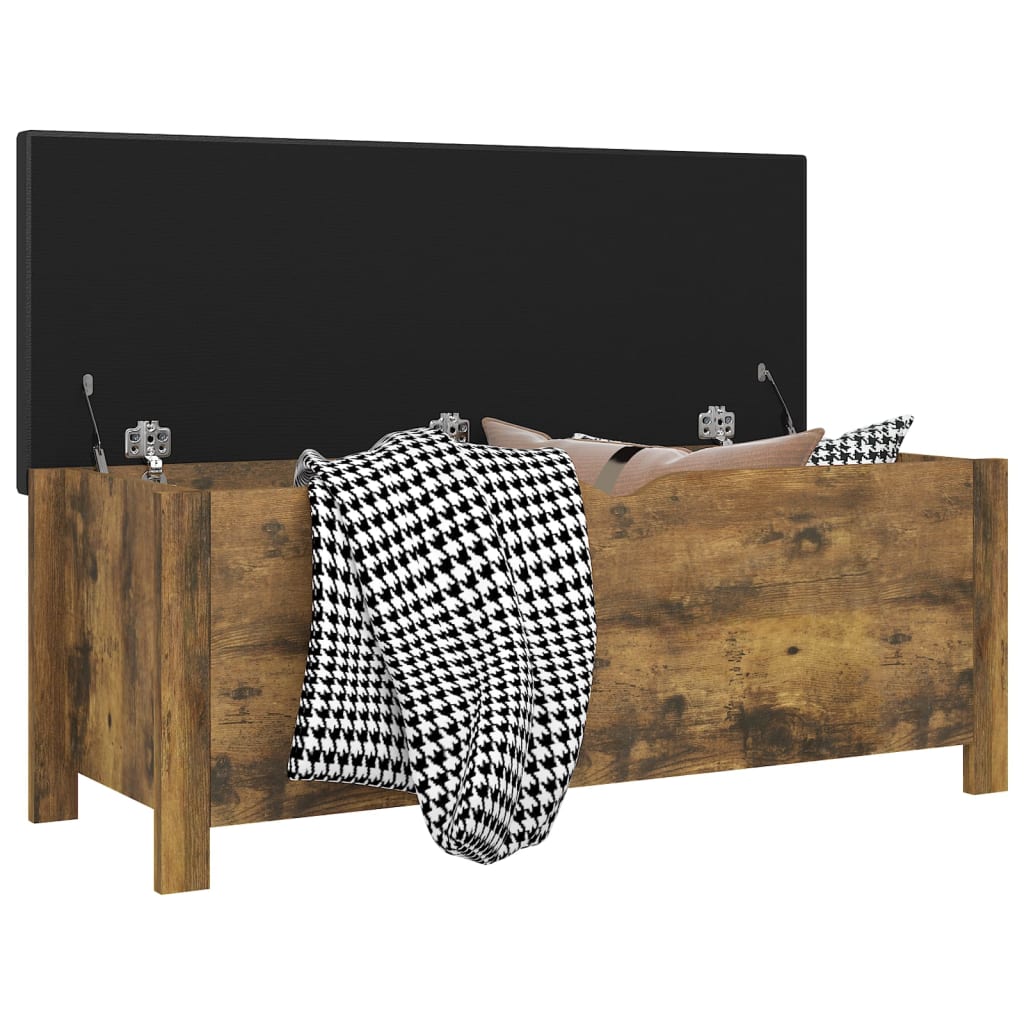 vidaXL Sitzbank mit Stauraum und Kissen Räuchereiche 105x40x45cm