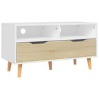 vidaXL TV-Schrank Weiß und Sonoma-Eiche 90x40x48,5 cm Holzwerkstoff