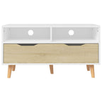 vidaXL TV-Schrank Weiß und Sonoma-Eiche 90x40x48,5 cm Holzwerkstoff