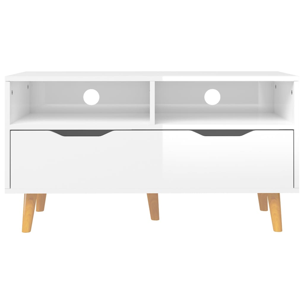 vidaXL TV-Schrank Hochglanz-Weiß 90x40x48,5 cm Holzwerkstoff
