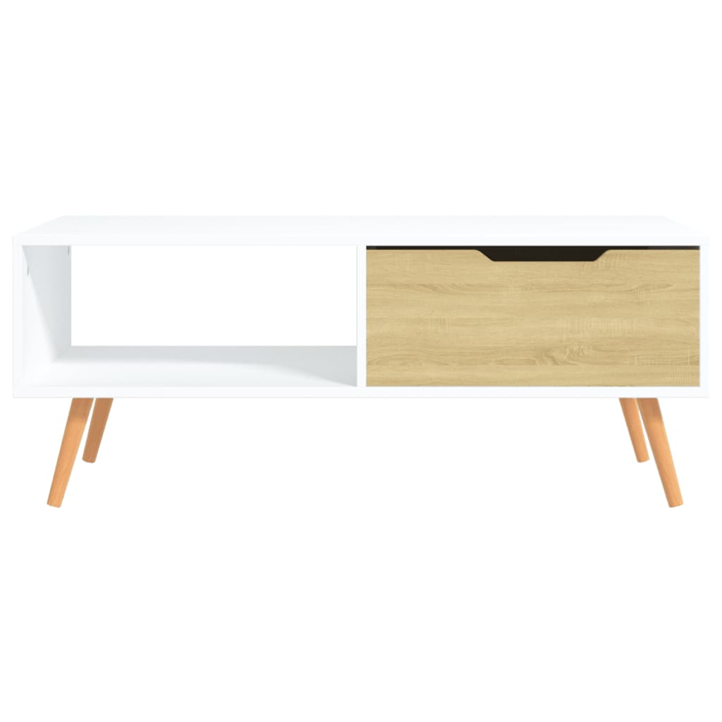 vidaXL Couchtisch Weiß und Sonoma-Eiche 100x49,5x43 cm Holzwerkstoff