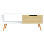 vidaXL Couchtisch Weiß und Sonoma-Eiche 100x49,5x43 cm Holzwerkstoff