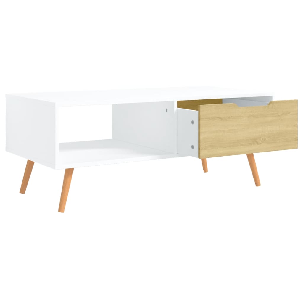 vidaXL Couchtisch Weiß und Sonoma-Eiche 100x49,5x43 cm Holzwerkstoff