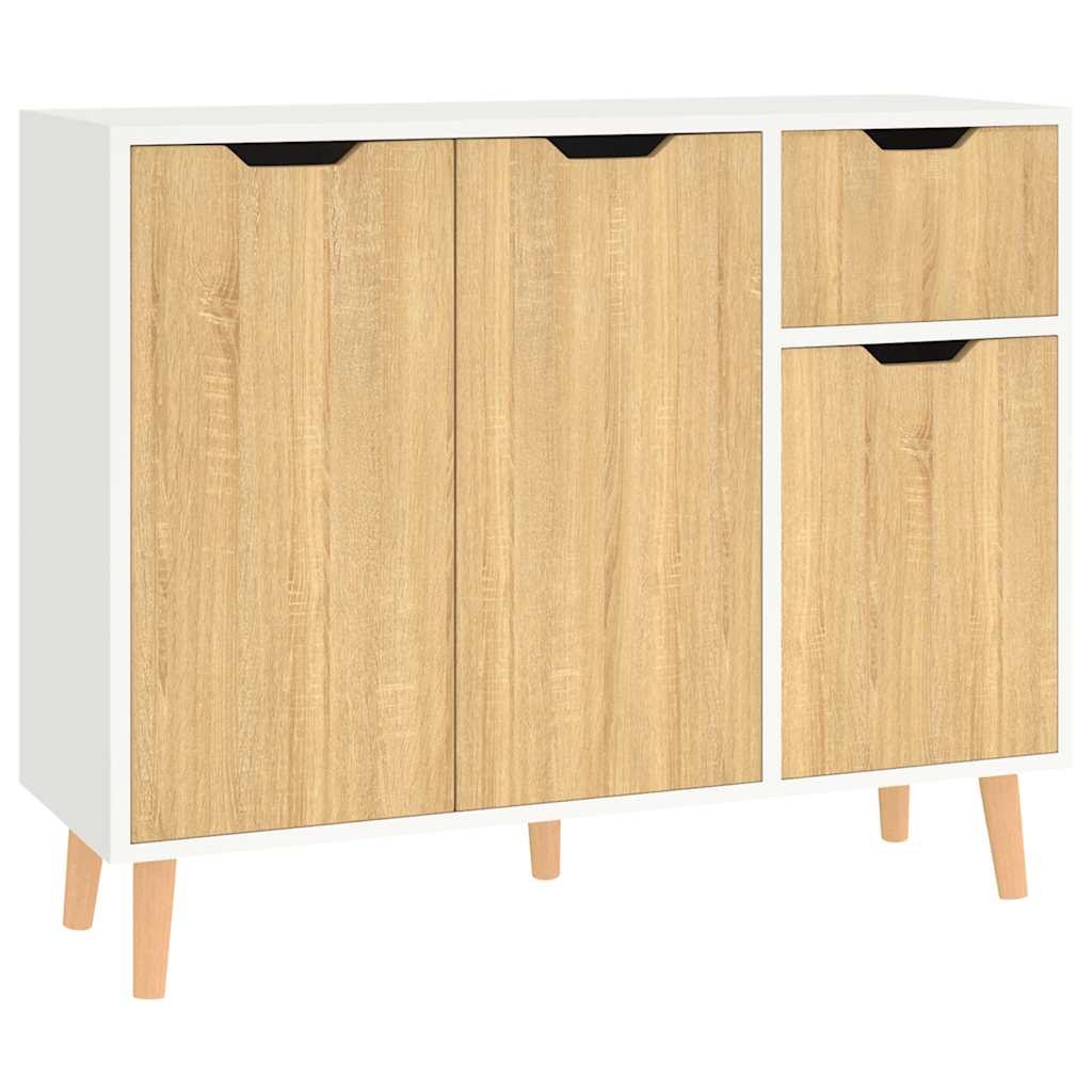 vidaXL Sideboard Weiß und Sonoma-Eiche 90x30x72 cm Holzwerkstoff