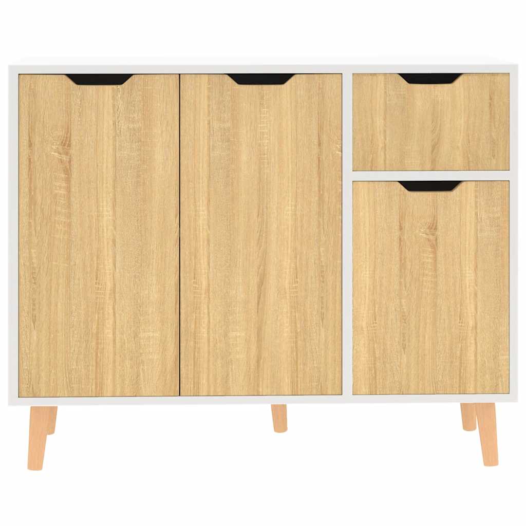 vidaXL Sideboard Weiß und Sonoma-Eiche 90x30x72 cm Holzwerkstoff