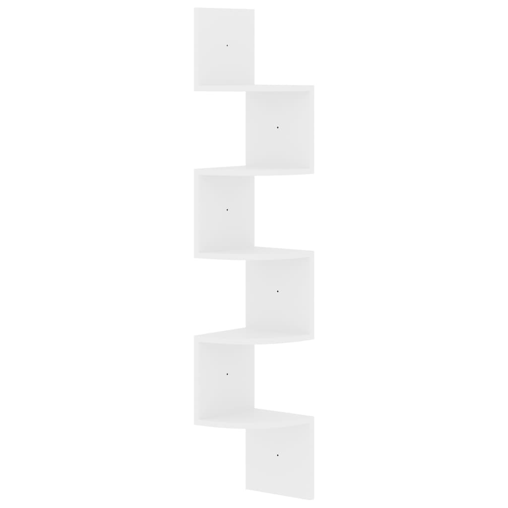 vidaXL Wand-Eckregal Hochglanz-Weiß 19x19x123 cm Holzwerkstoff
