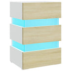 vidaXL LED-Nachttisch Weiß und Sonoma-Eiche 45x35x67 cm Holzwerkstoff